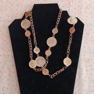 Gold Tone Korea Coin Chain Necklace